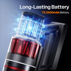 LED head brush illuminates hidden dirt under furniture