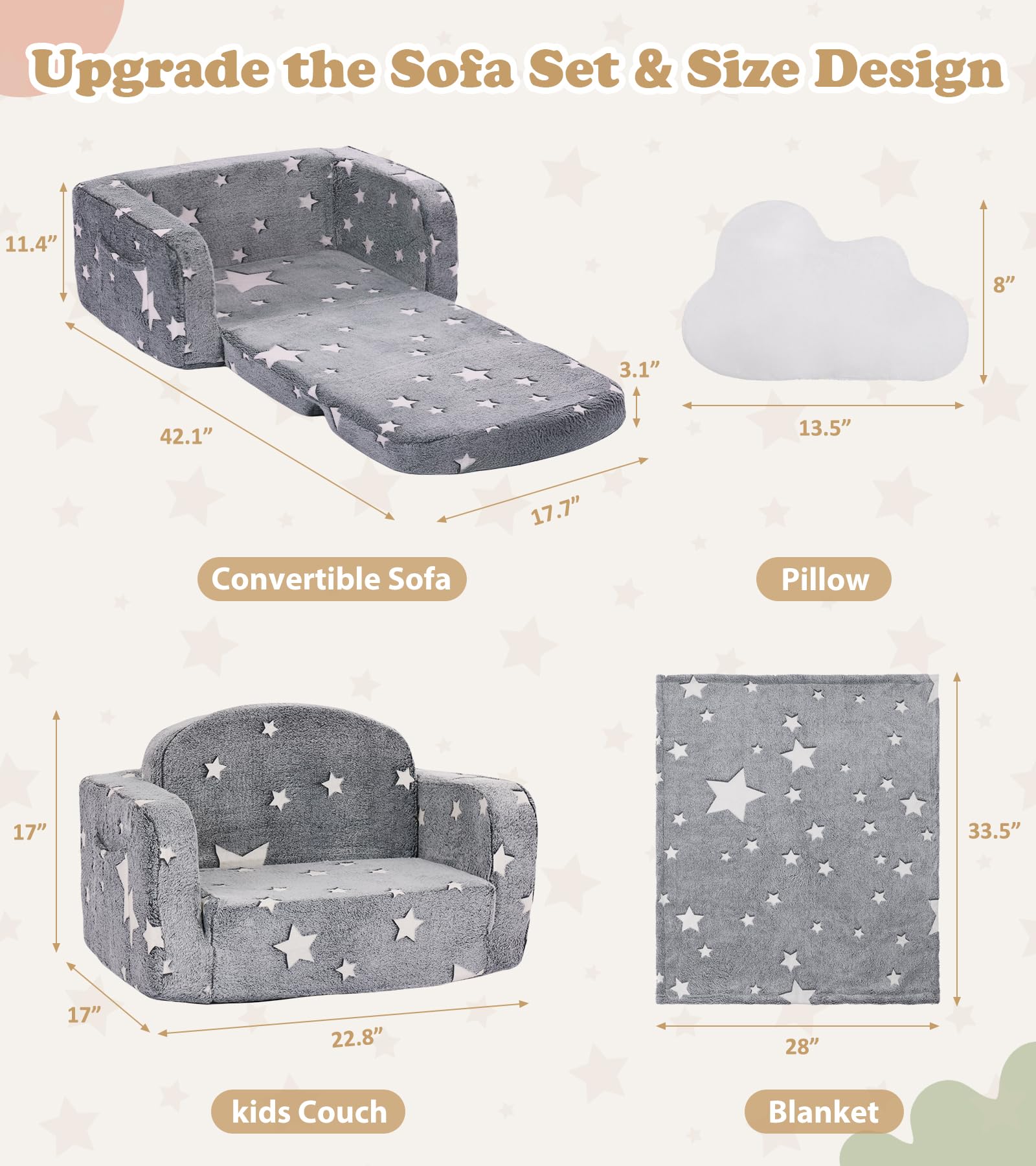 Convertible sofa for kids in playroom