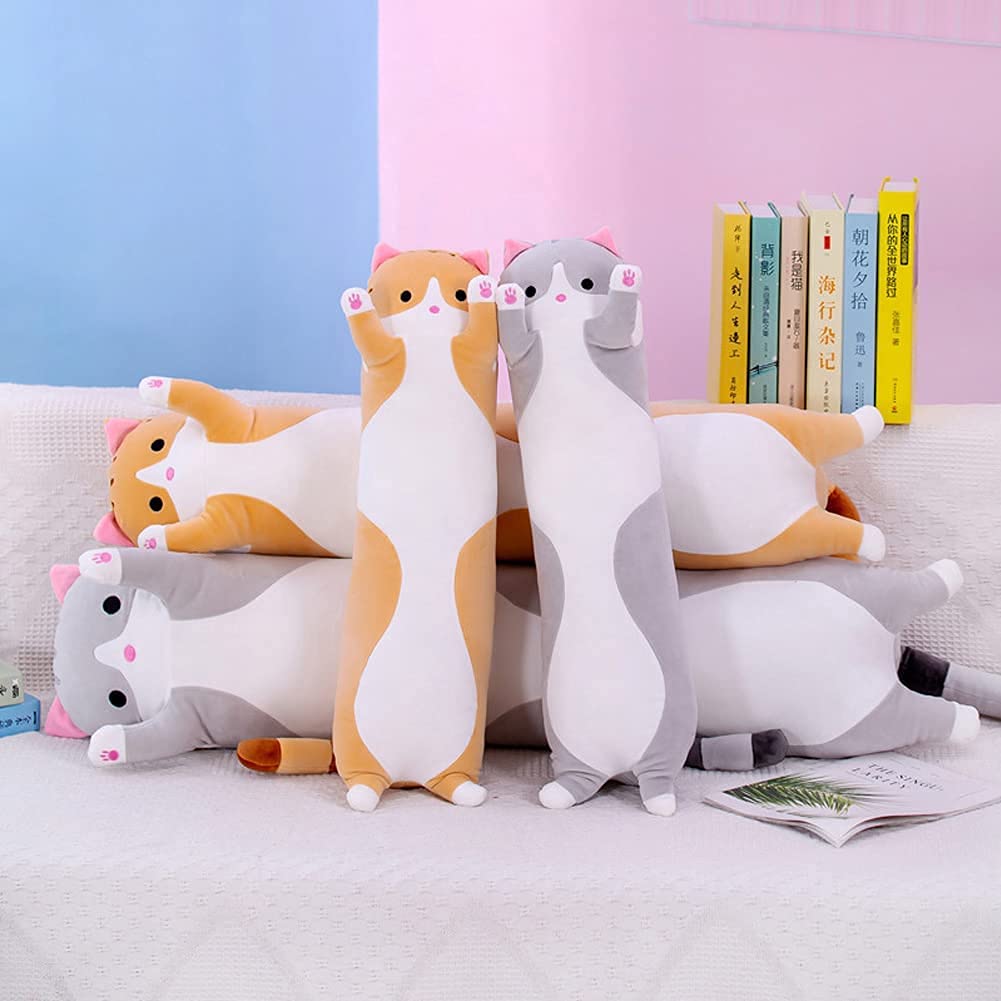 Cute cartoon cat plush pillow for bedtime