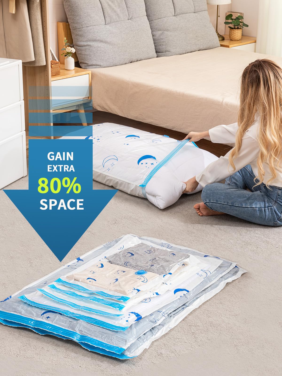 Jumbo size vacuum storage bag for bulky items
