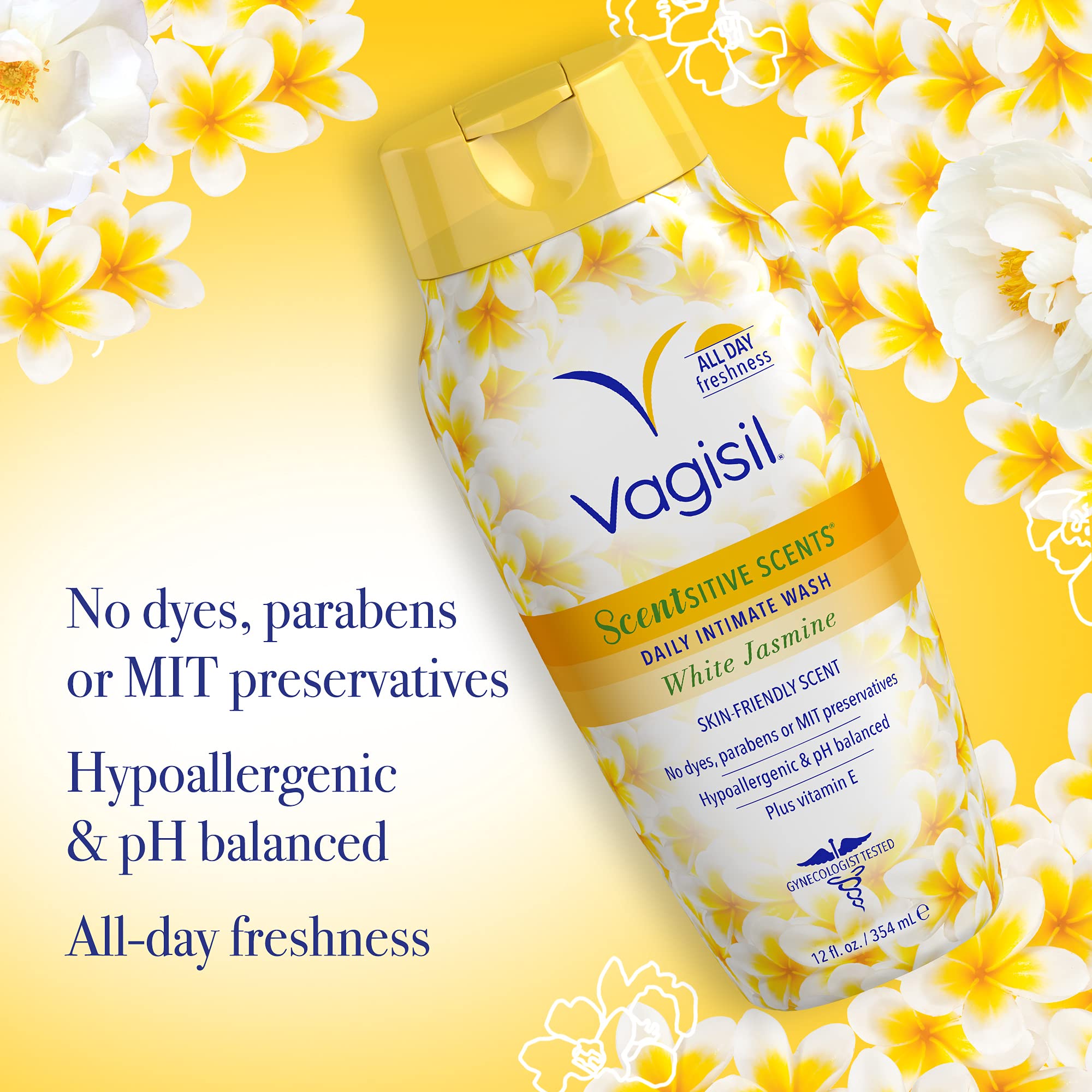 Vagisil Scentsitive Scents white jasmine 12 oz bottle image