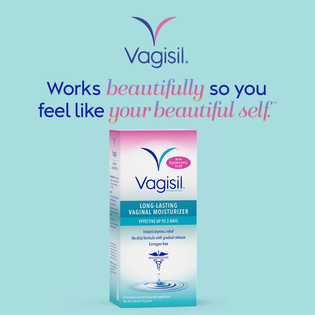 Prohydrate vaginal moisturizer pre-filled applicators Hyaluronic Acid packaging