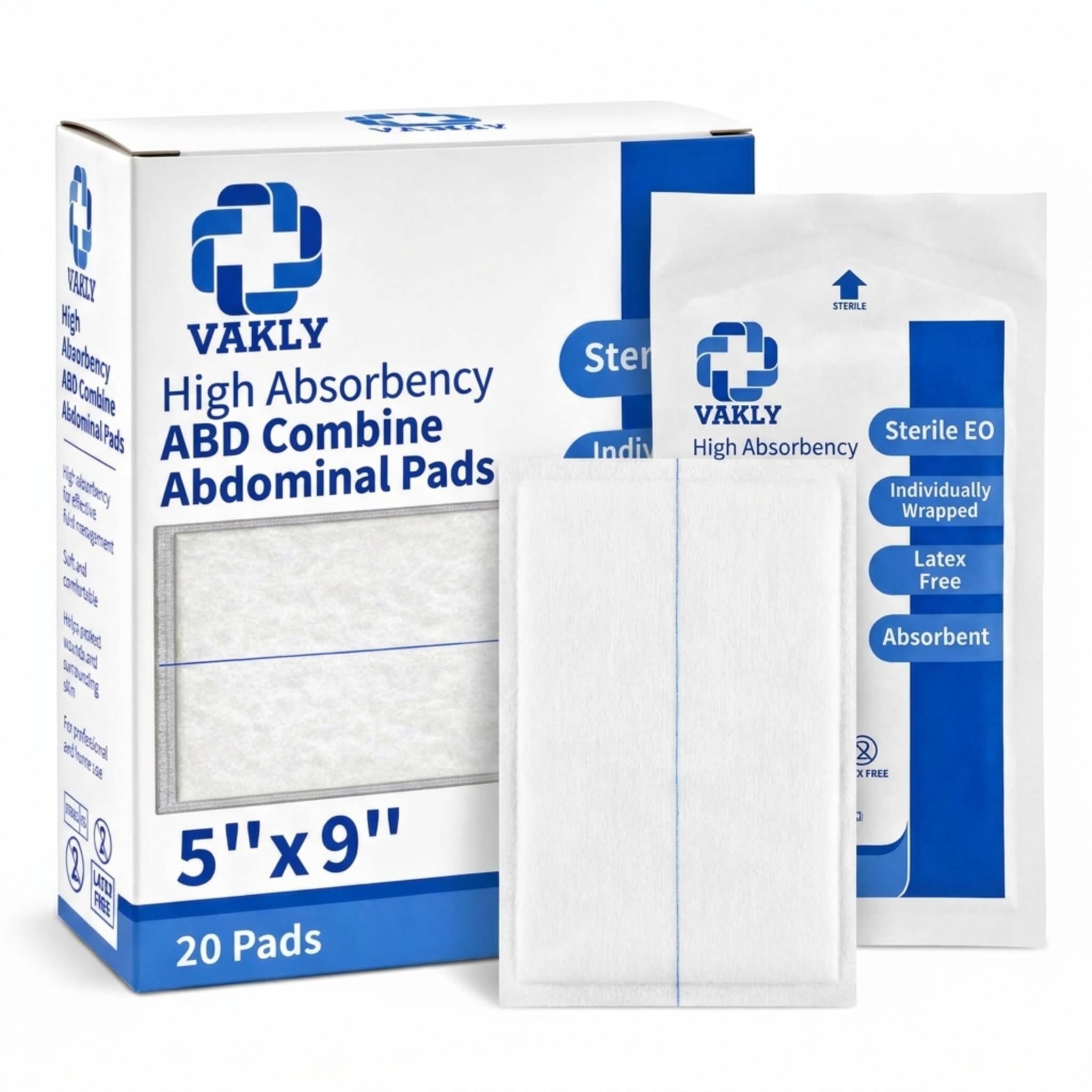 5x9 ABD pad for post-surgical care Vakly latex-free