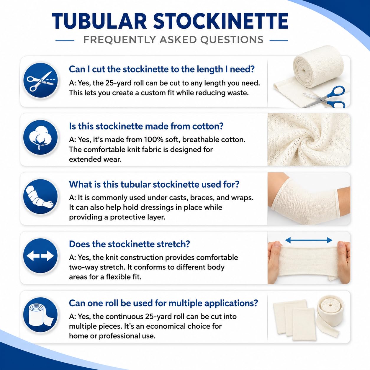 Vakly tubular stockinette bandage packaging and use