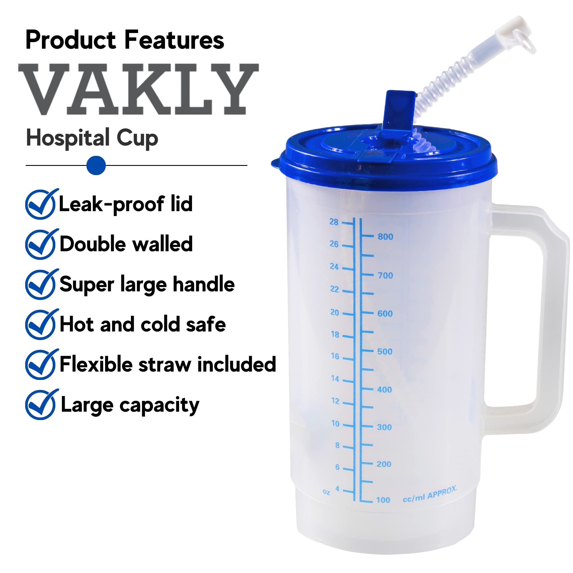 Vakly insulated water bottle with double-wall and handle
