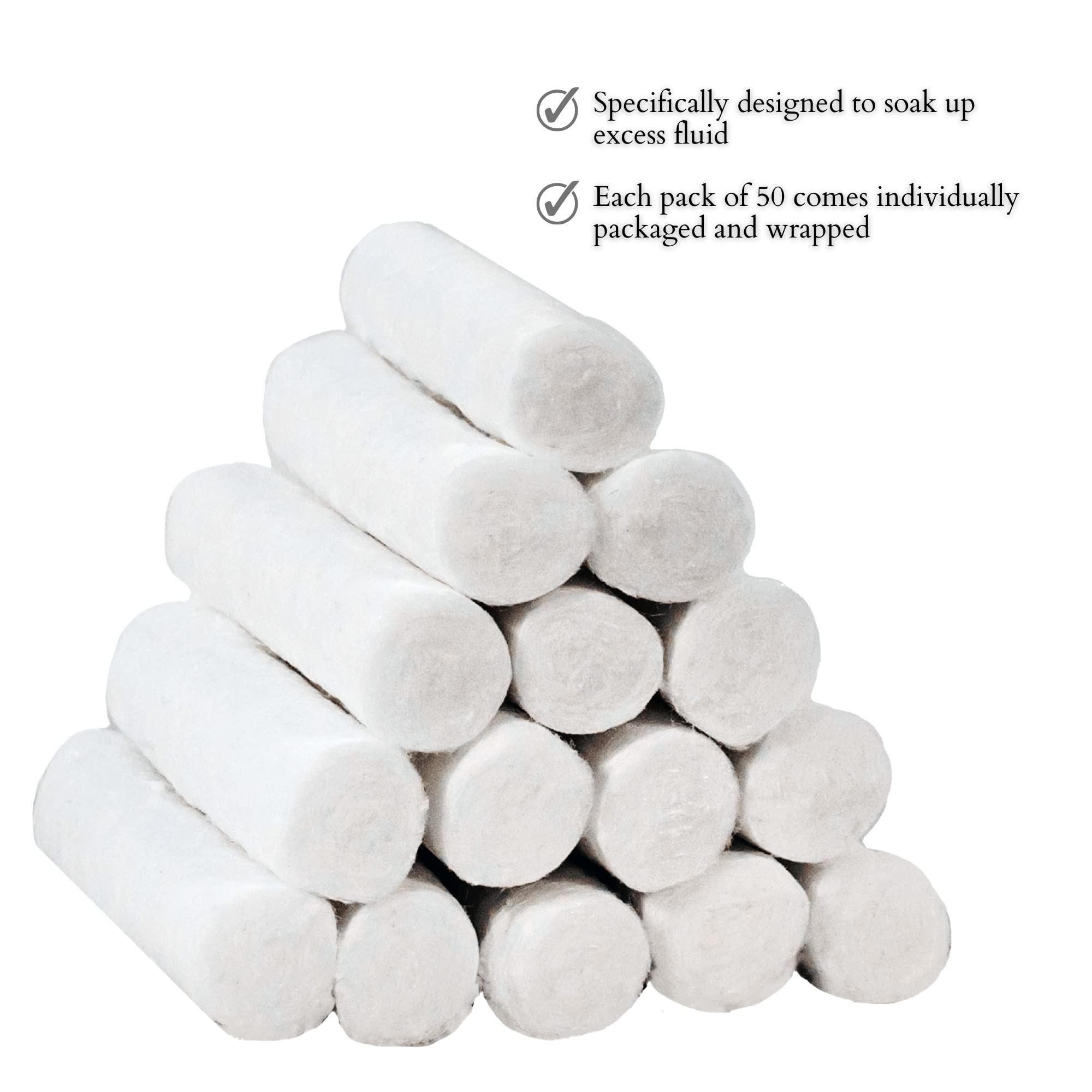 Absorbent Vakly dental rolls for saliva and blood control