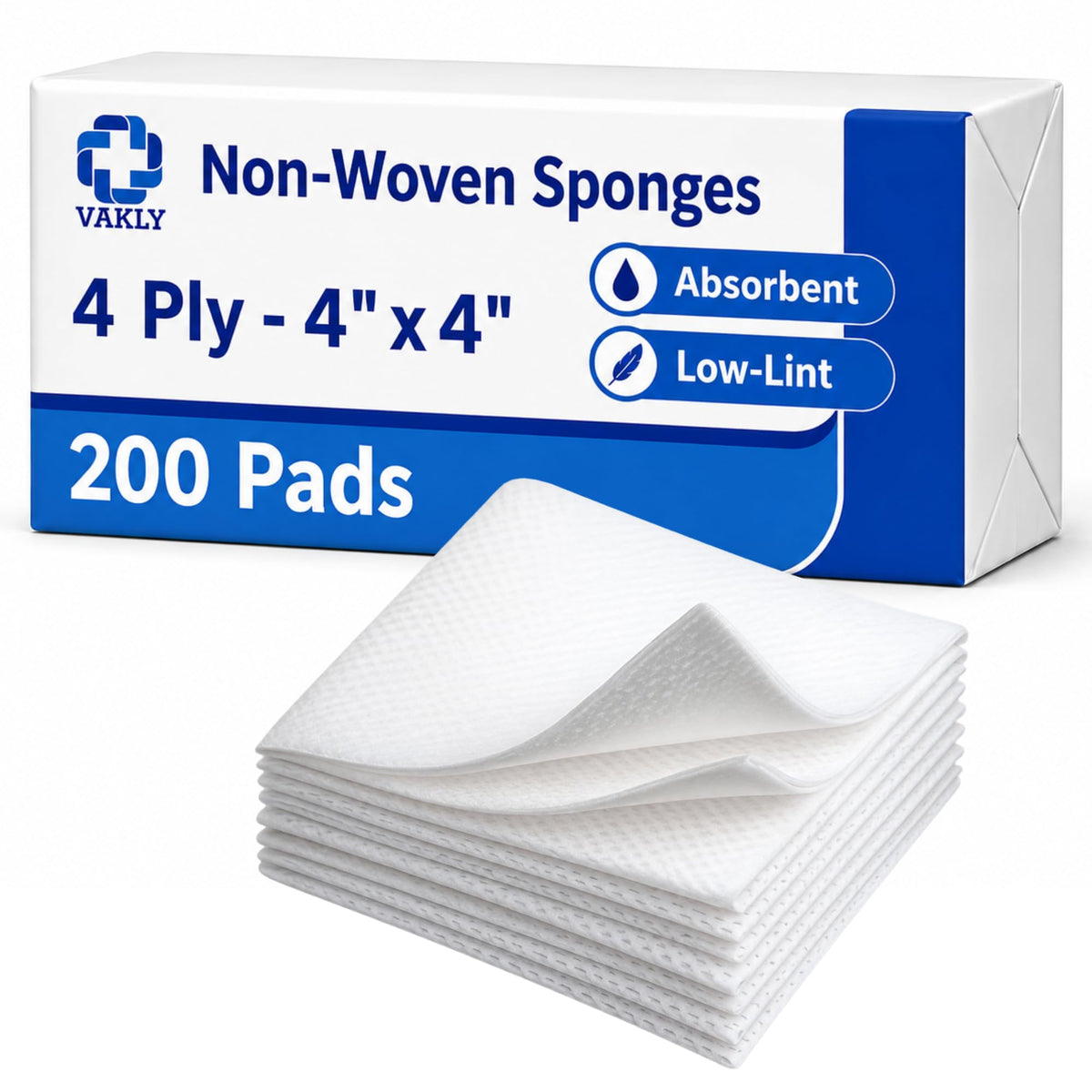 Vakly non-woven gauze pads in 4x4 size for wound care