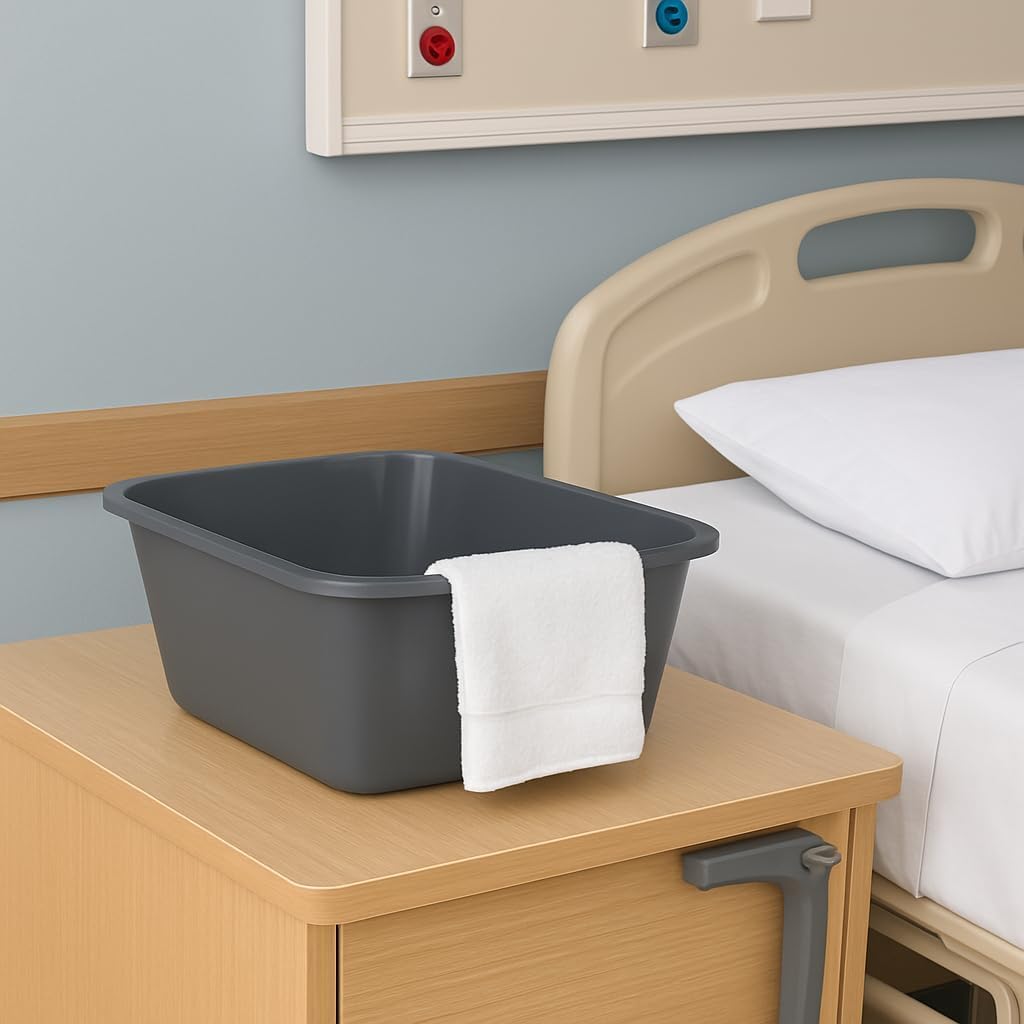 Vakly rectangular wash basin with reinforced rolled rim