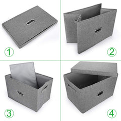 Valease foldable storage bin linen fabric side handles