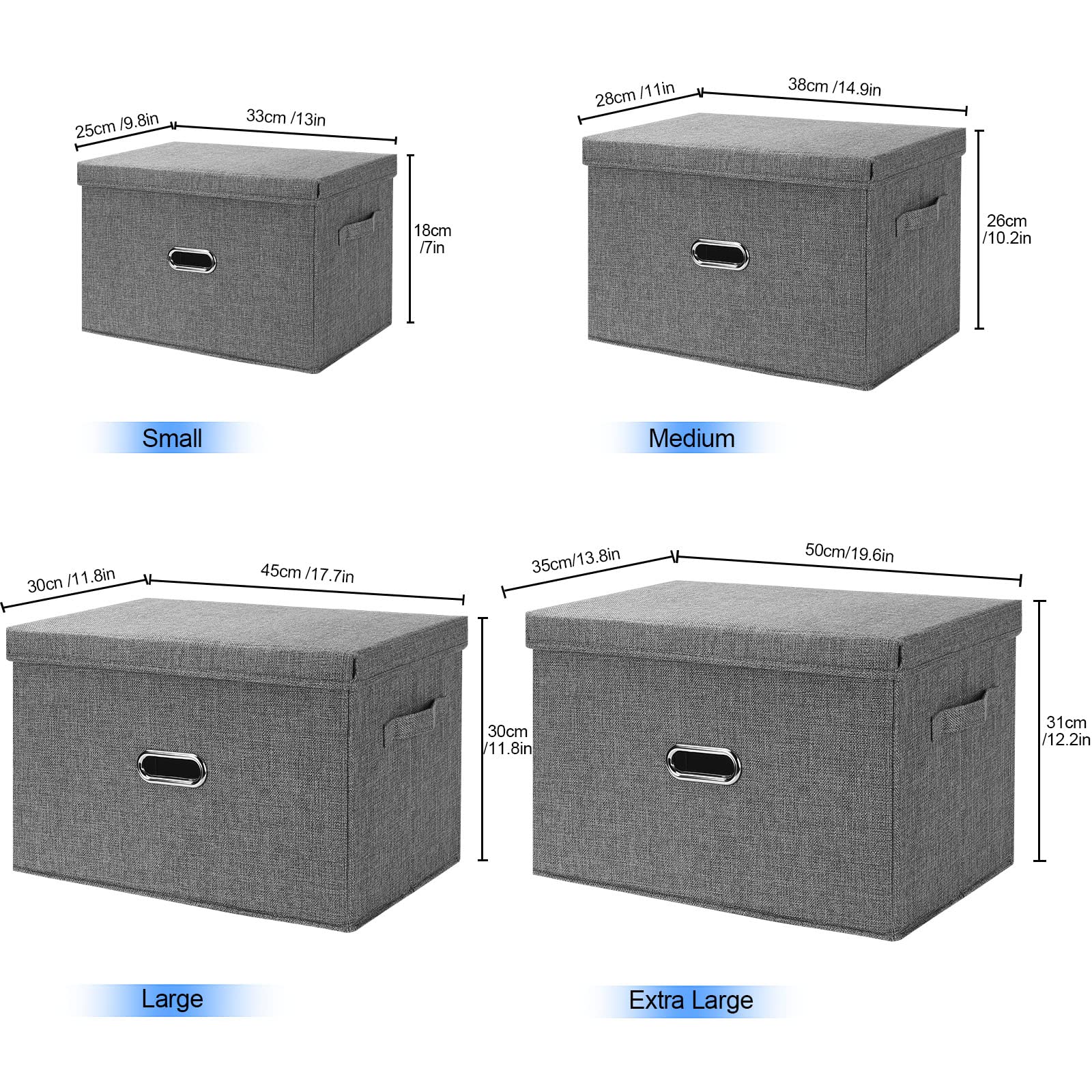 Valease grey linen fabric storage bin in closet