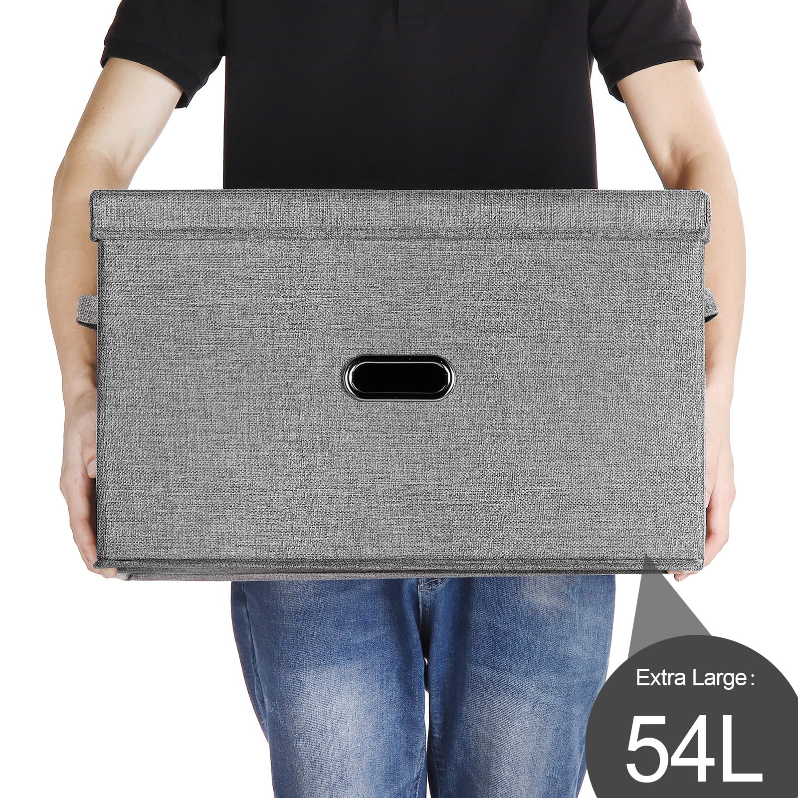 Valease linen fabric storage bin open top image
