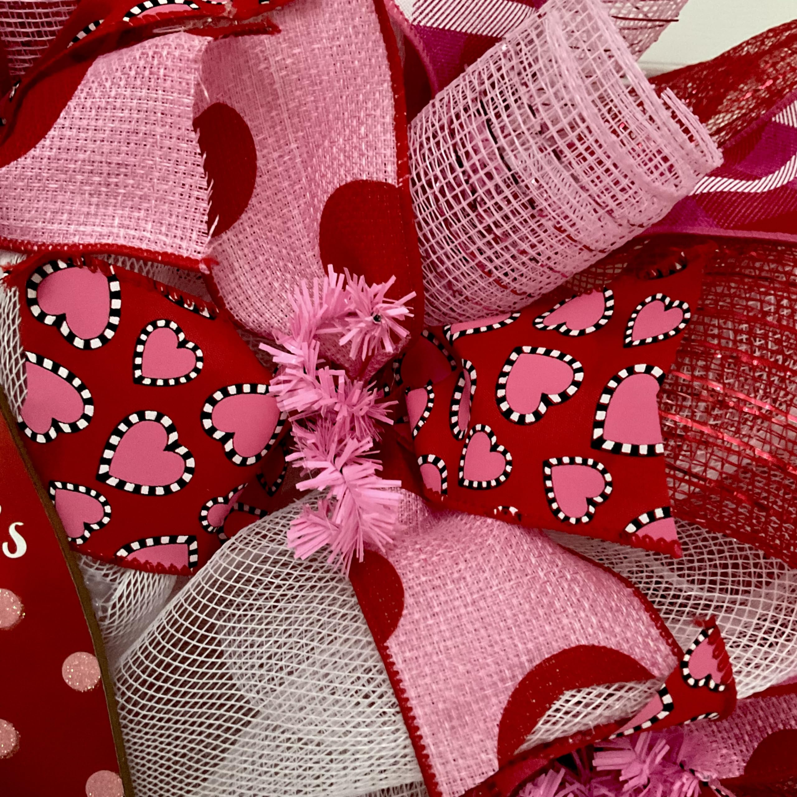 Valentine wreath 24 inch diameter with deco mesh design