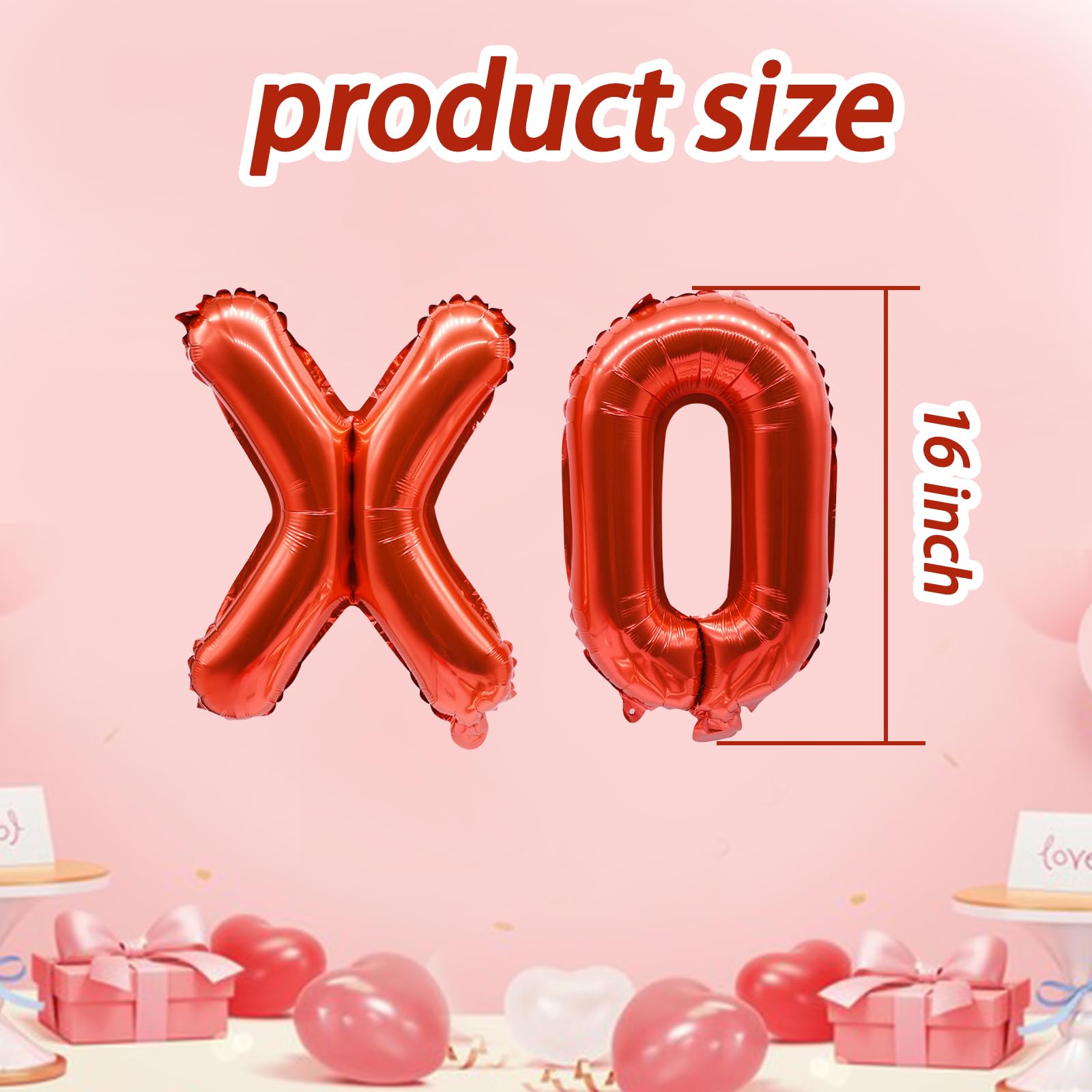 Valentines Day photo props red Mylar balloons