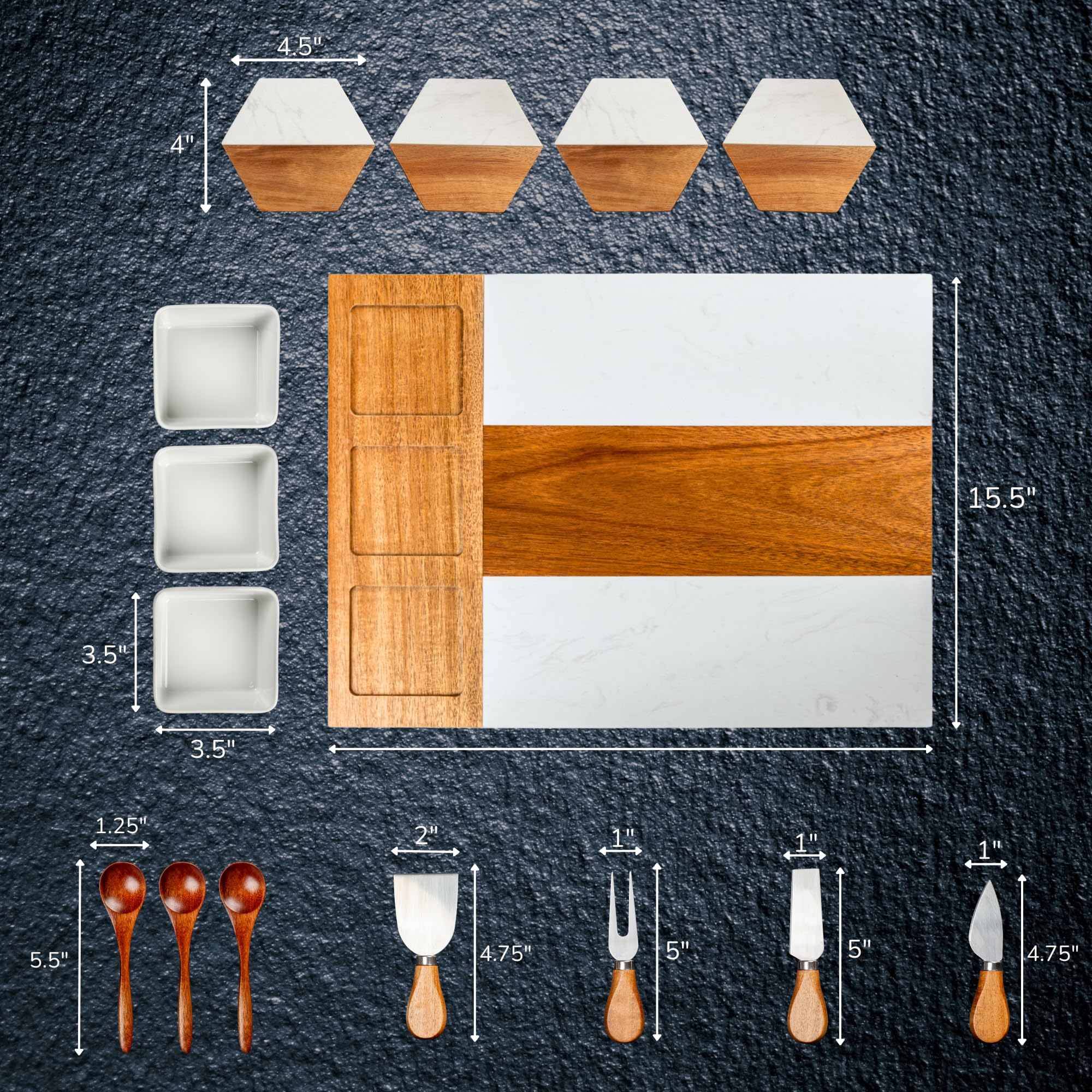Wooden marble cheese board for daily use and events