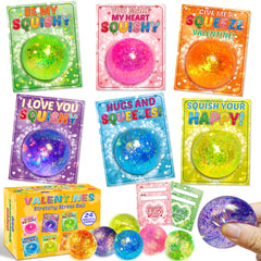 Valentines Day gifts for kids classroom set with cards and stress balls