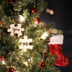 Valentines Day couple ornament birch wood