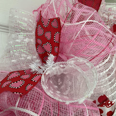 inner ring pink red white plaid ribbons with glitter hearts