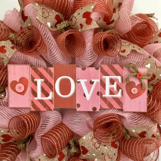 Valentine's Day deco mesh wreath for front door decor