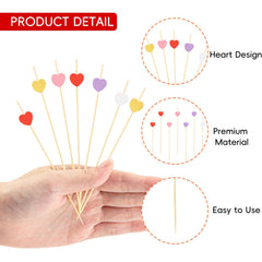 Valentines day heart design cocktail sticks in red pink purple white gold