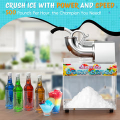 Commercial shaved ice machine handling up to 500LB/H