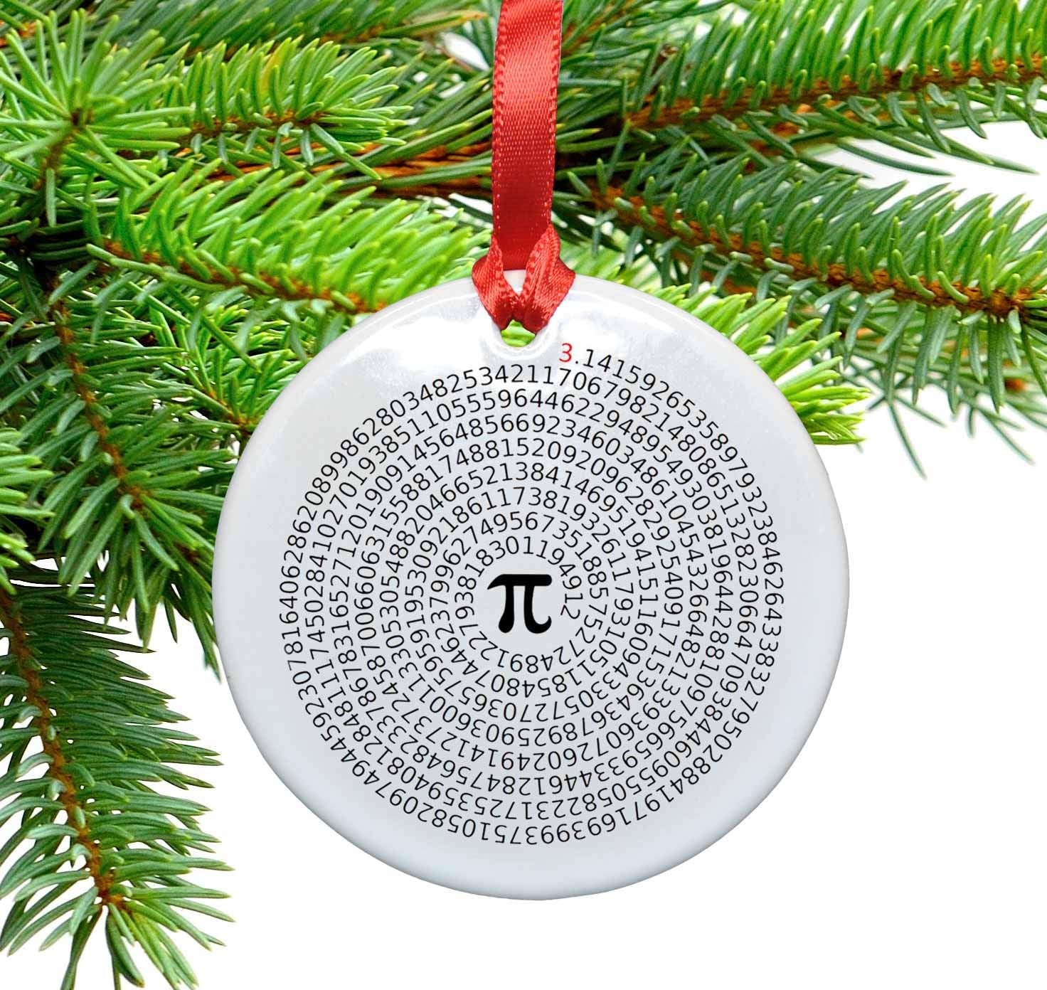Value of Pi Ceramic Ornament red ribbon and velvet bag packaging