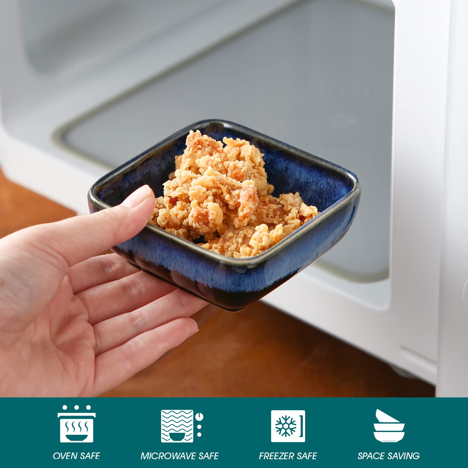 Lead- and cadmium-free stoneware dipping bowls microwave safe dishwasher safe