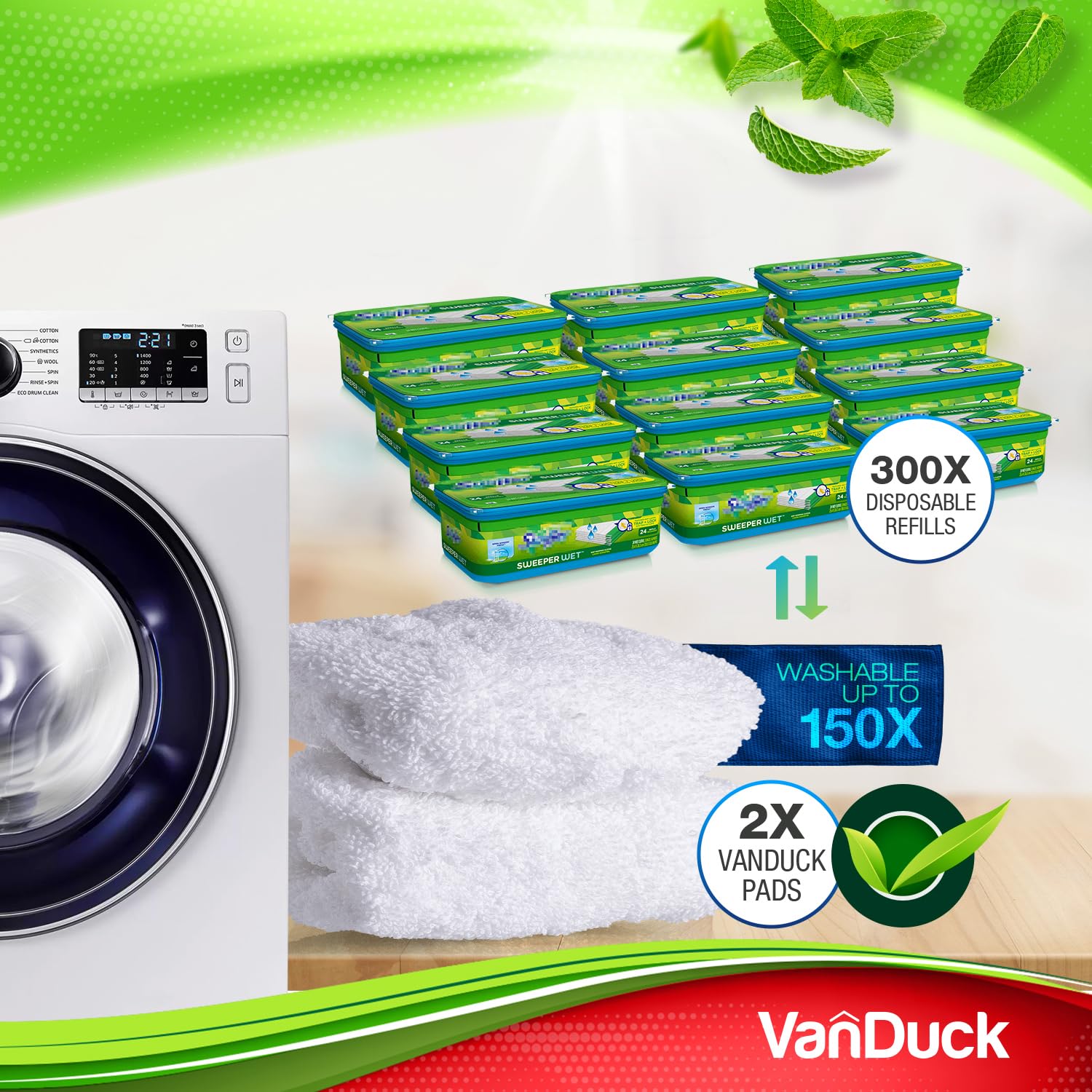 VanDuck reusable cotton mop pads 4-pack