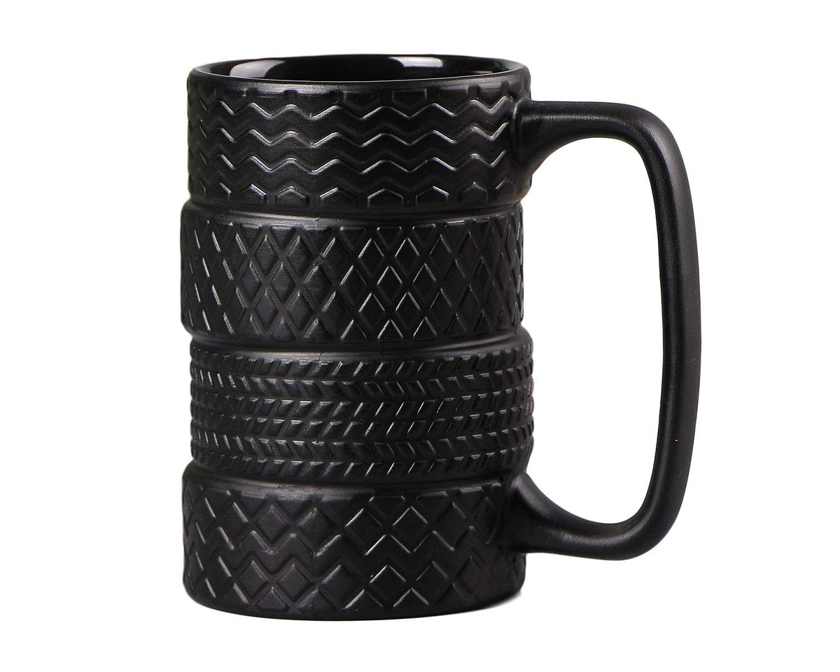 VanEnjoy 3D tyre mug black frosted ceramic front view