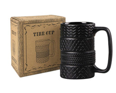 VanEnjoy tyre shaped mug black frosted ceramic side view