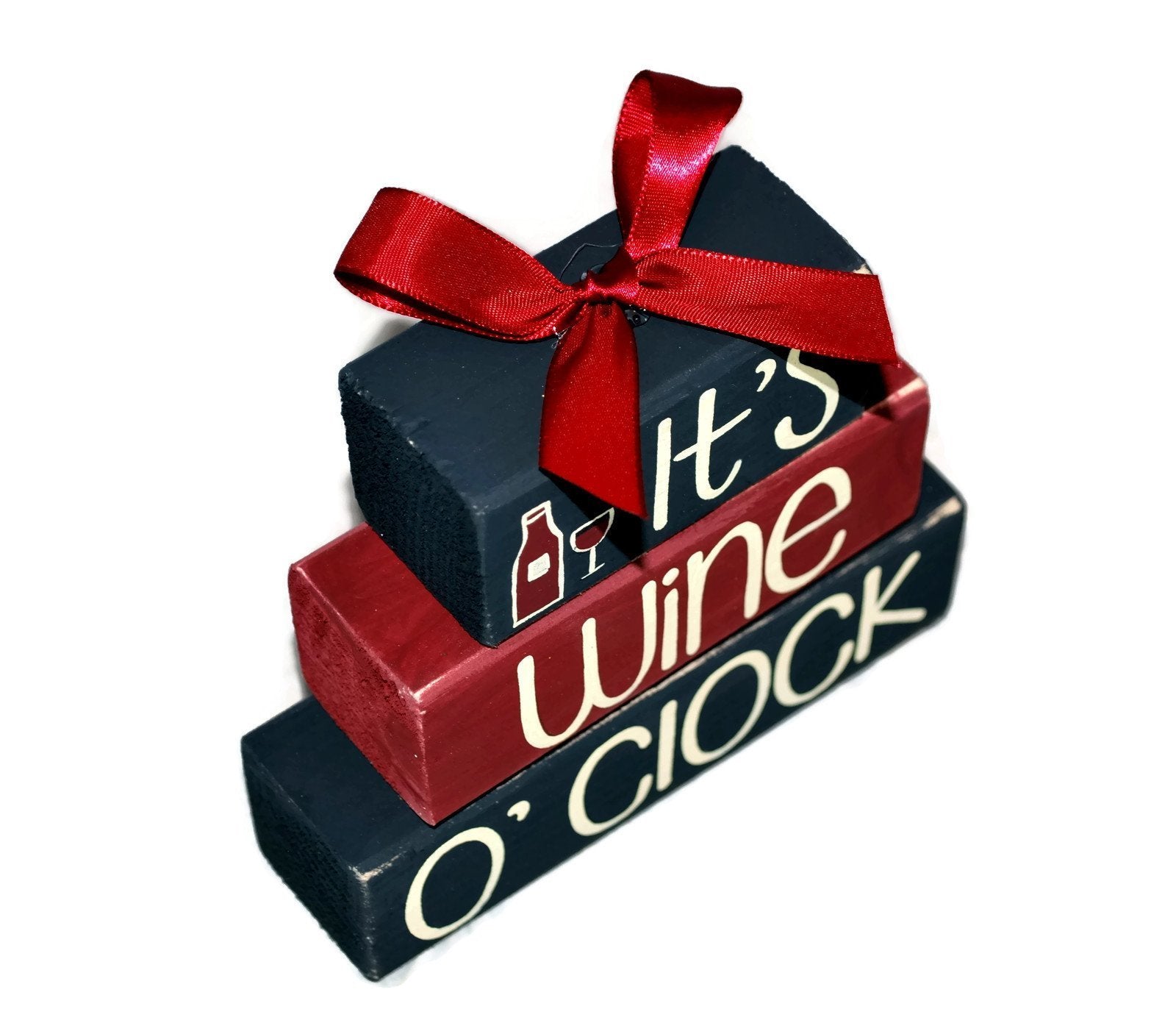Stackable 5x4.5 inch WoodenBlock shelf sitter for wine lovers