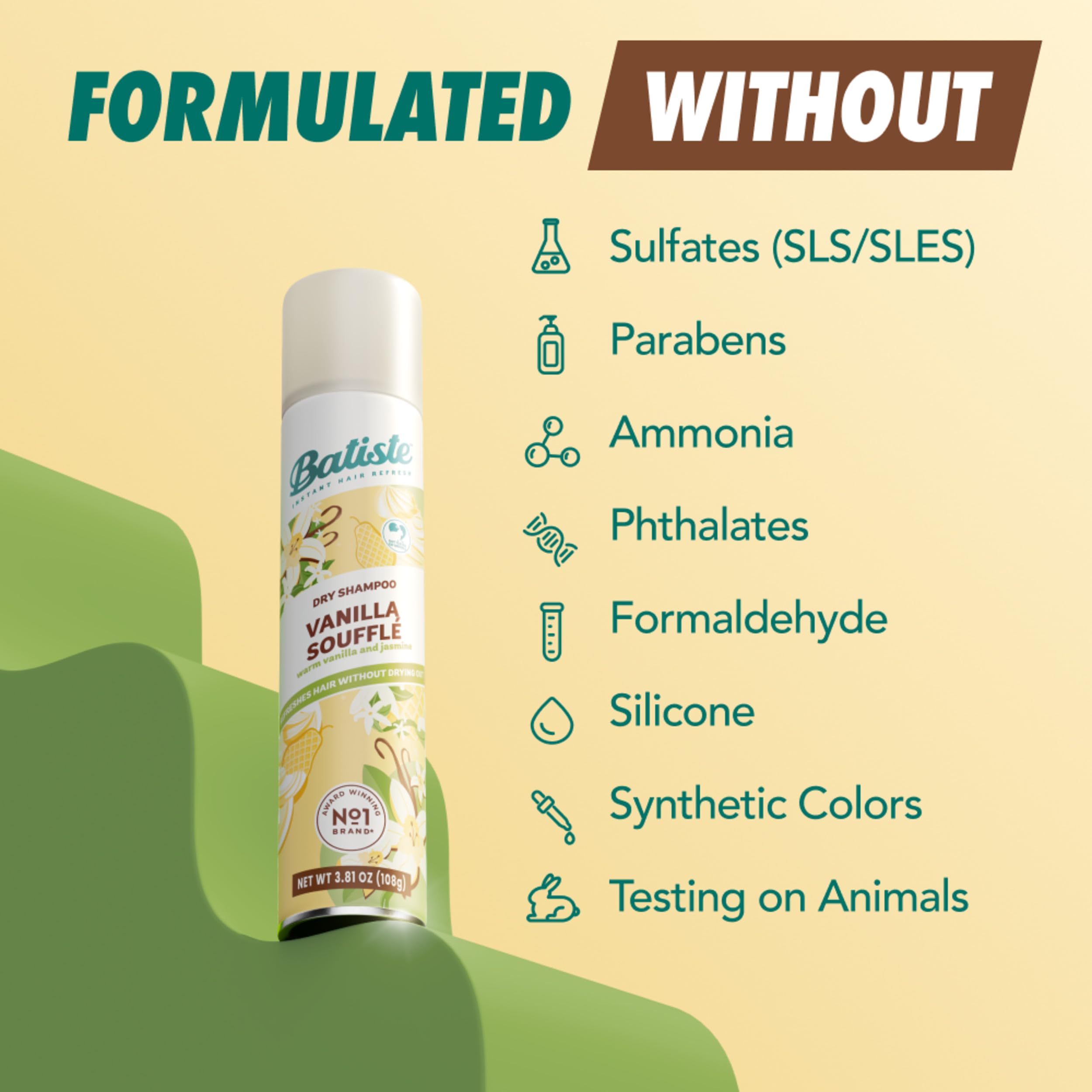 Rice starch formula in Batiste Vanilla Souffle dry shampoo