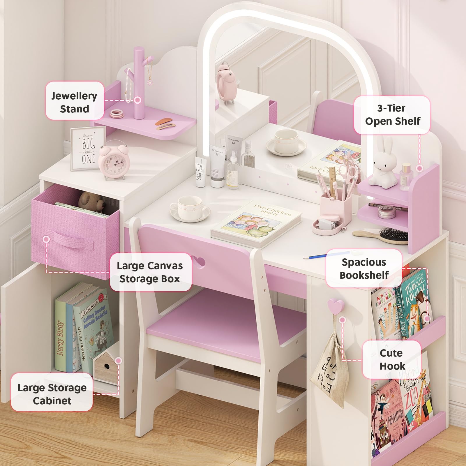 MDF vanity table rounded corners for safety