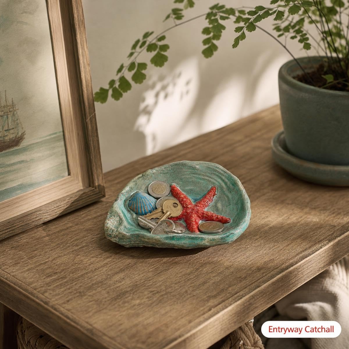 Vanity dish oyster shell as coastal decor accessory