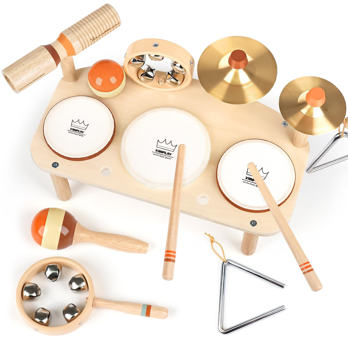 Vanplay kids drum set with six instruments for toddlers