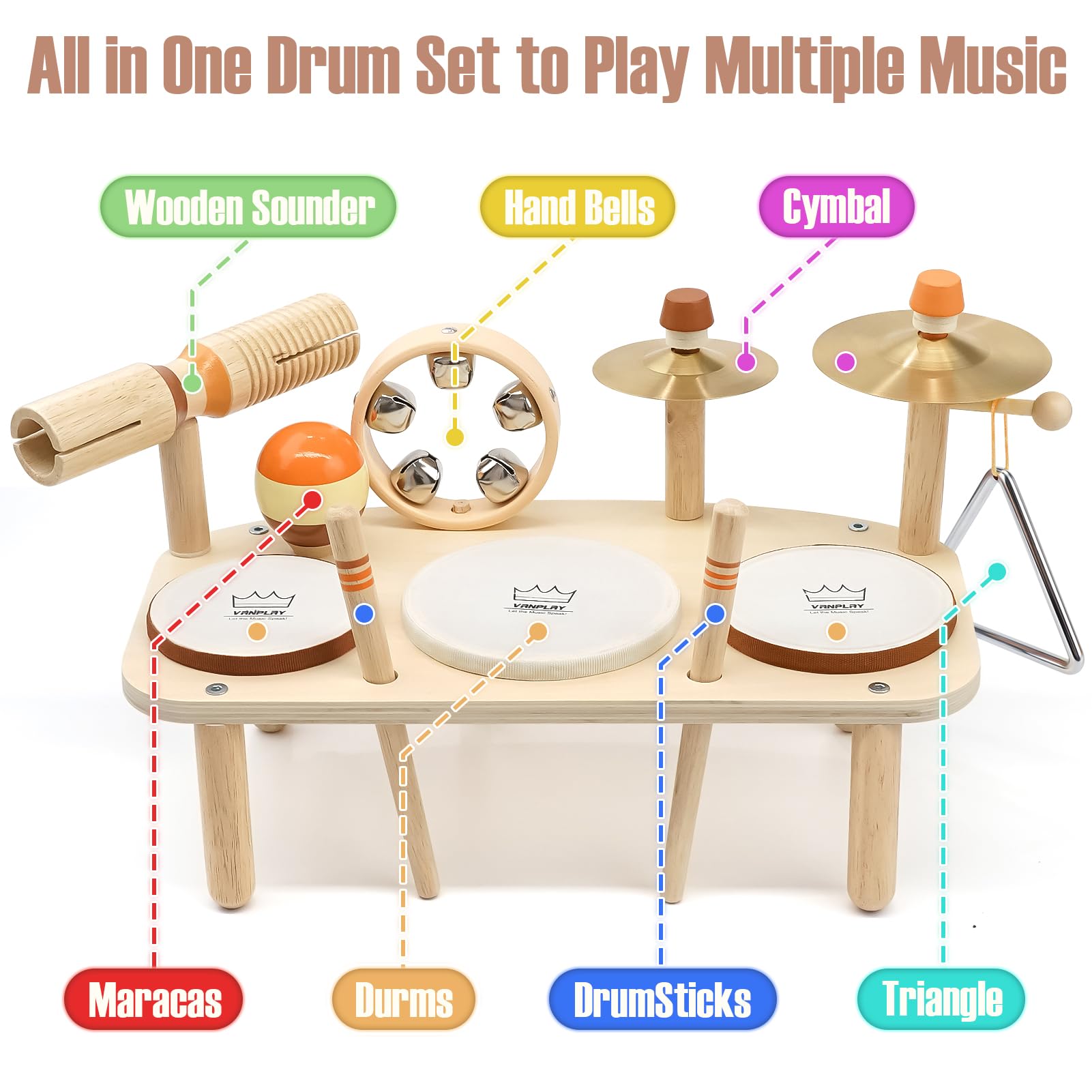 Montessori toys Vanplay drum set for toddlers