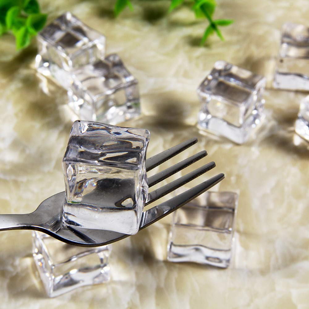 Clear acrylic ice cubes used as vase fillers in home decor