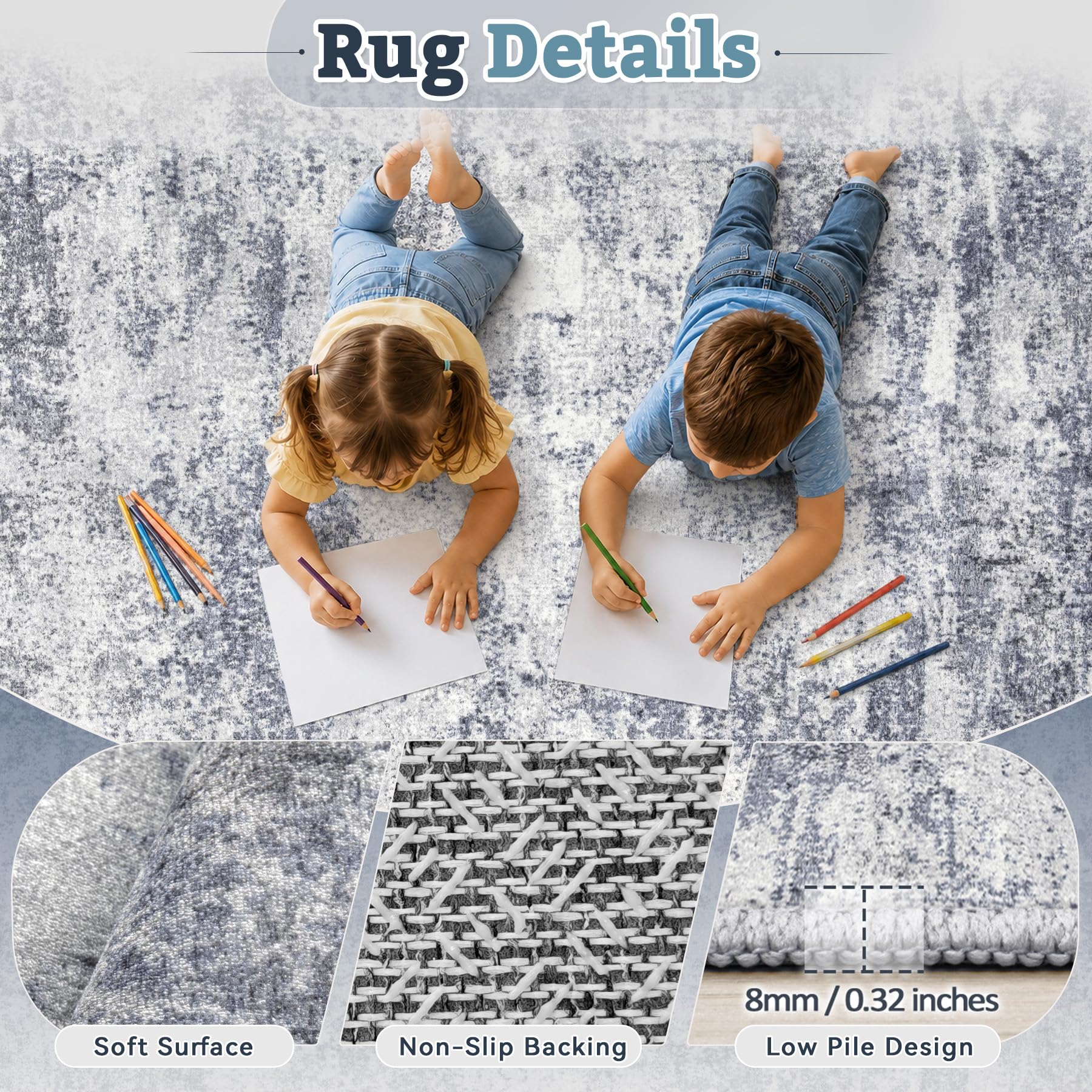Non-slip backing 8x10 rug on wood floor