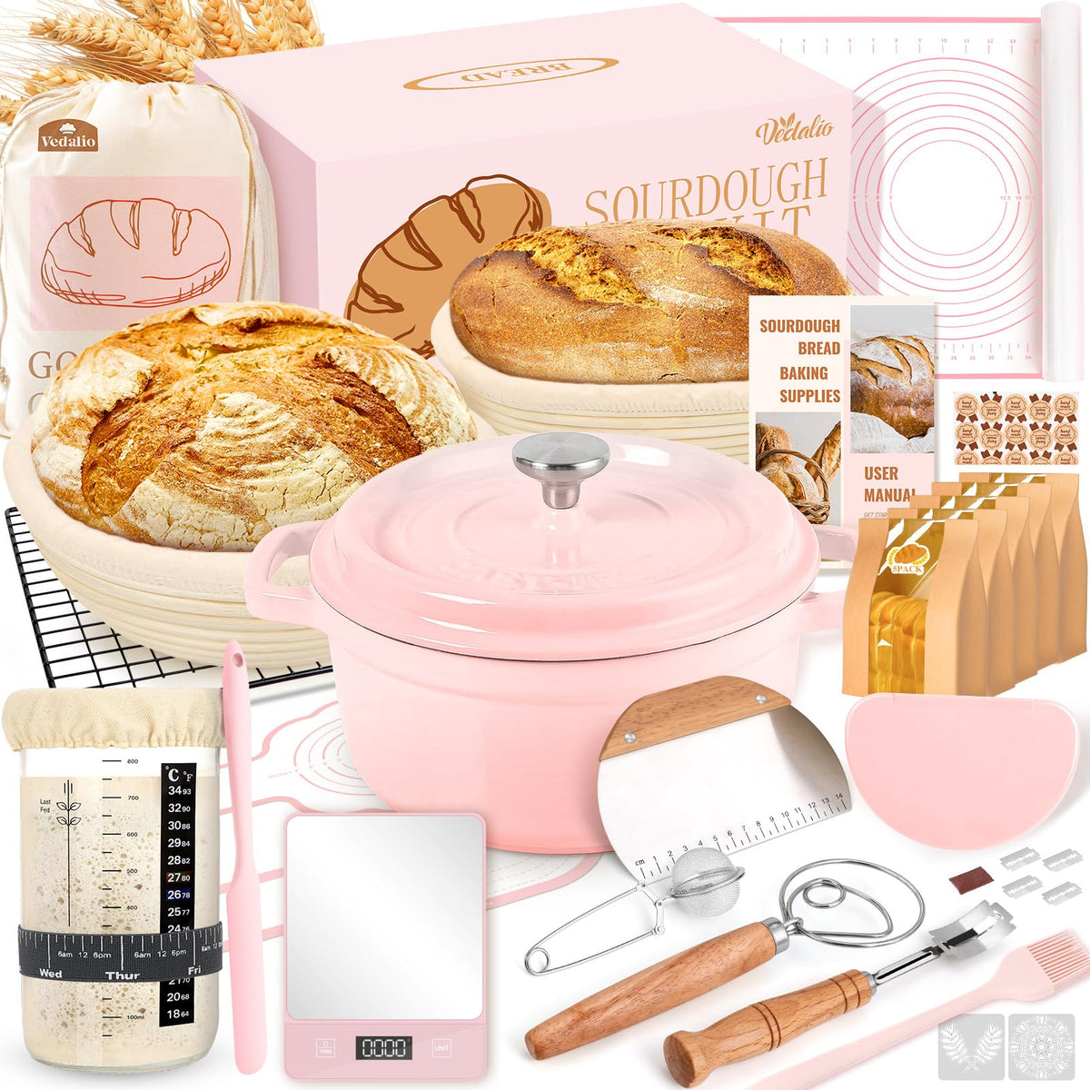 Vedalio sourdough starter kit with dutch oven pot