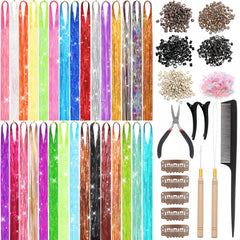 VEEFUN hair tinsel kit with 30 colors packaging overview