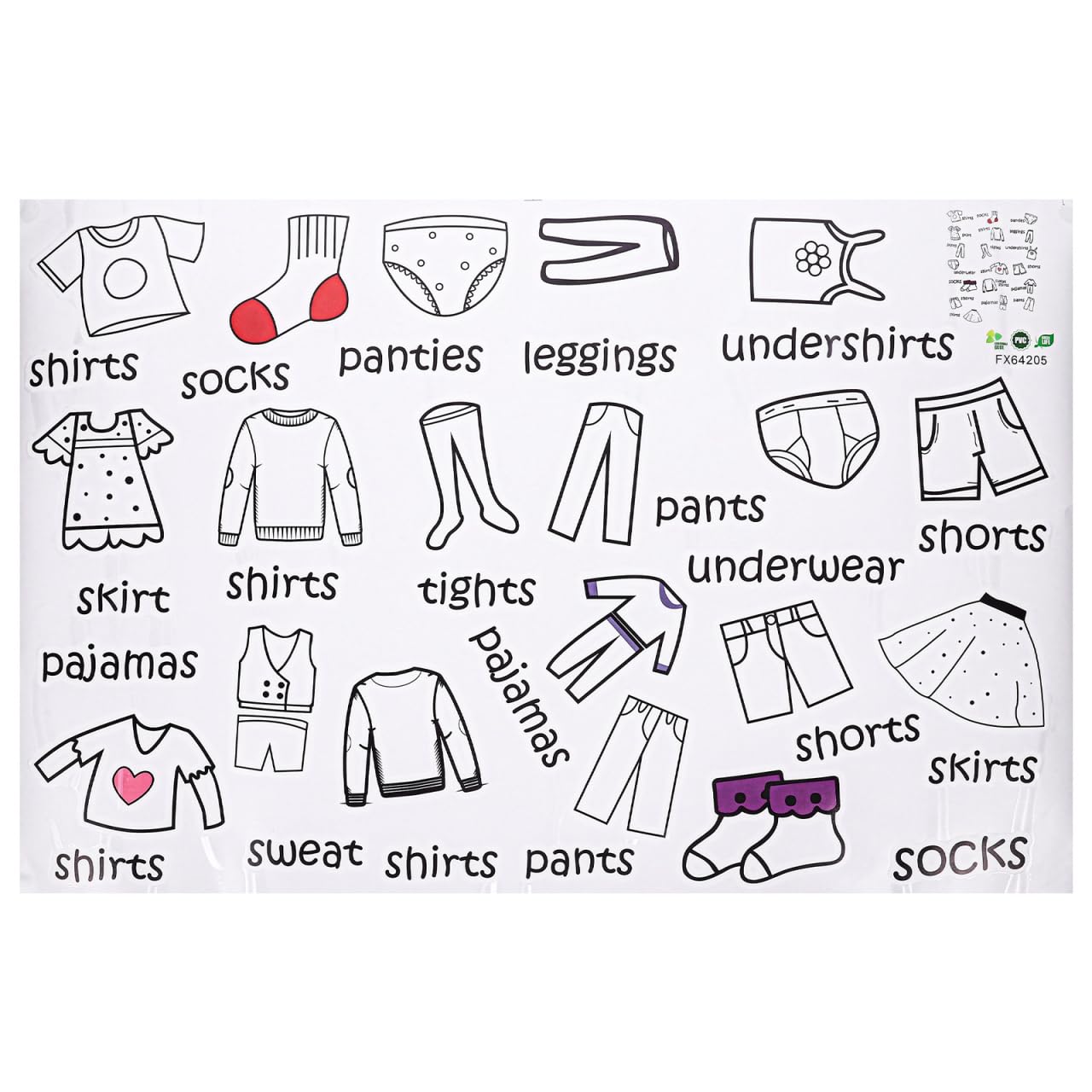Veemoon dresser clothing labels sheet 40x60cm
