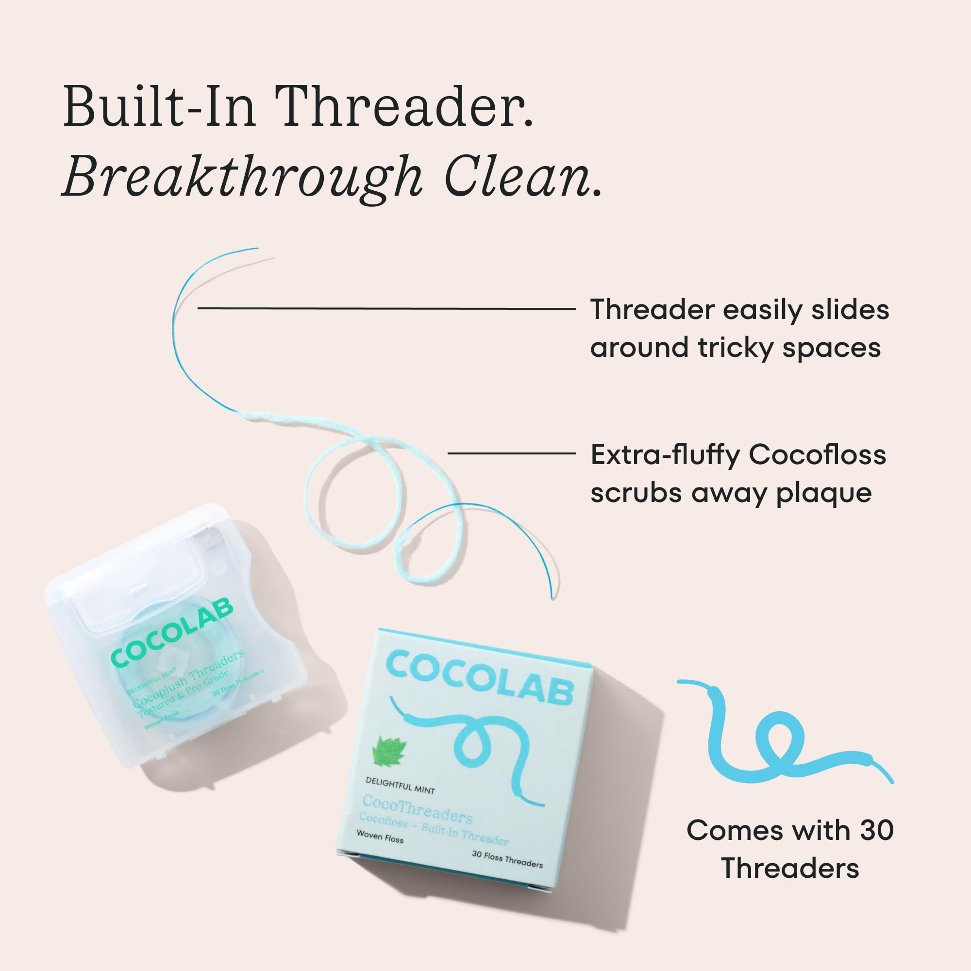 Vegan and cruelty-free CocoPlush floss threaders packaging