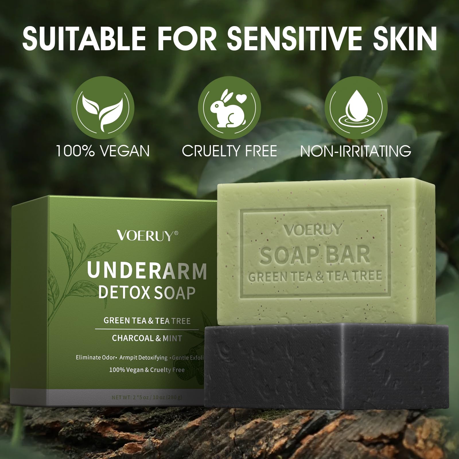Walnut shell powder exfoliant in detox soap