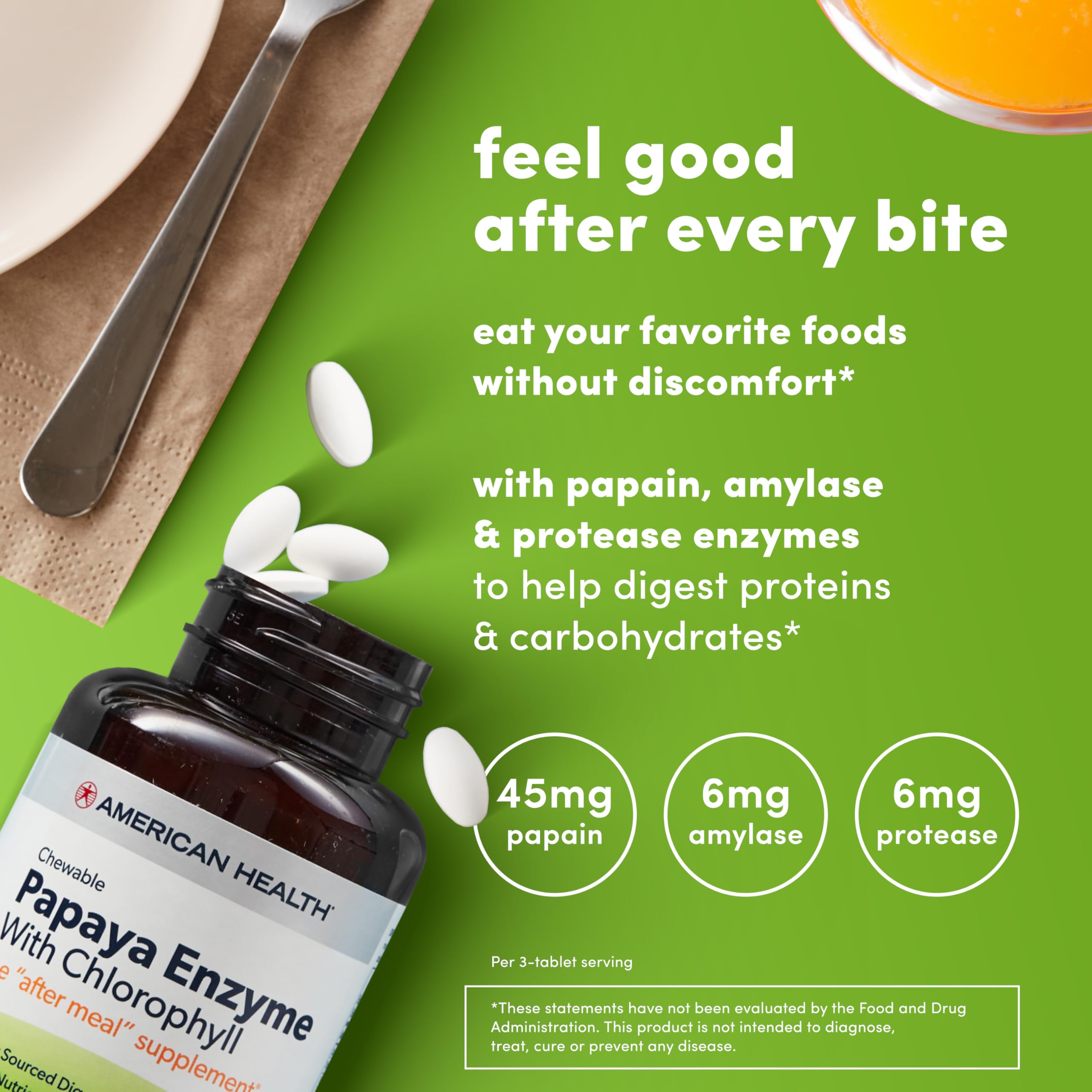 Chlorophyll enriched papaya enzyme chewables for fresh breath