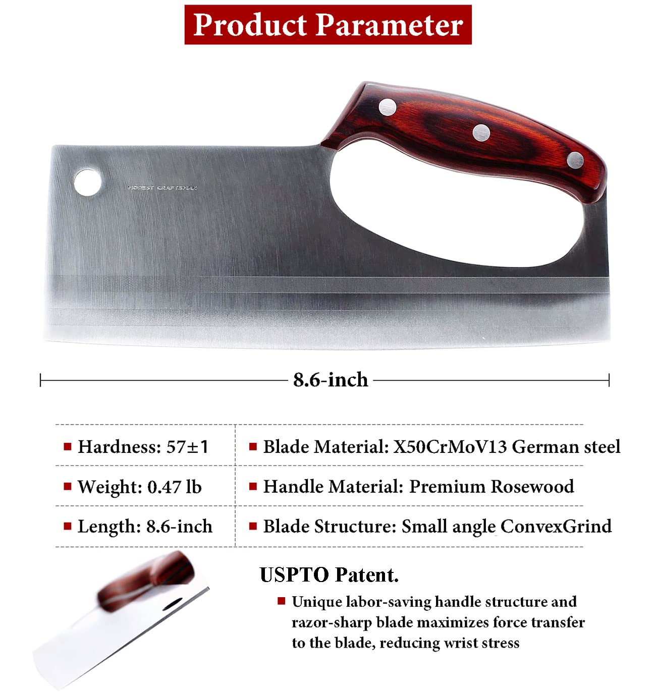 Vegeable meat cutting knife for busy kitchens
