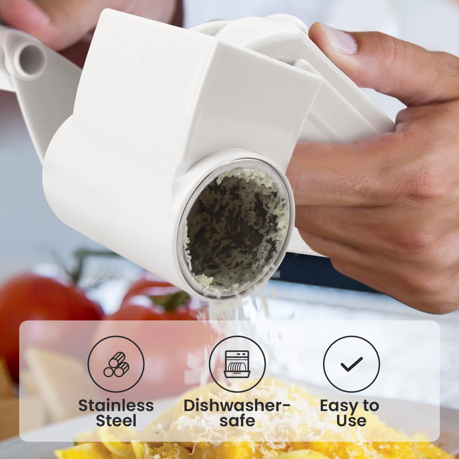 Rotary cheese grater for chocolate