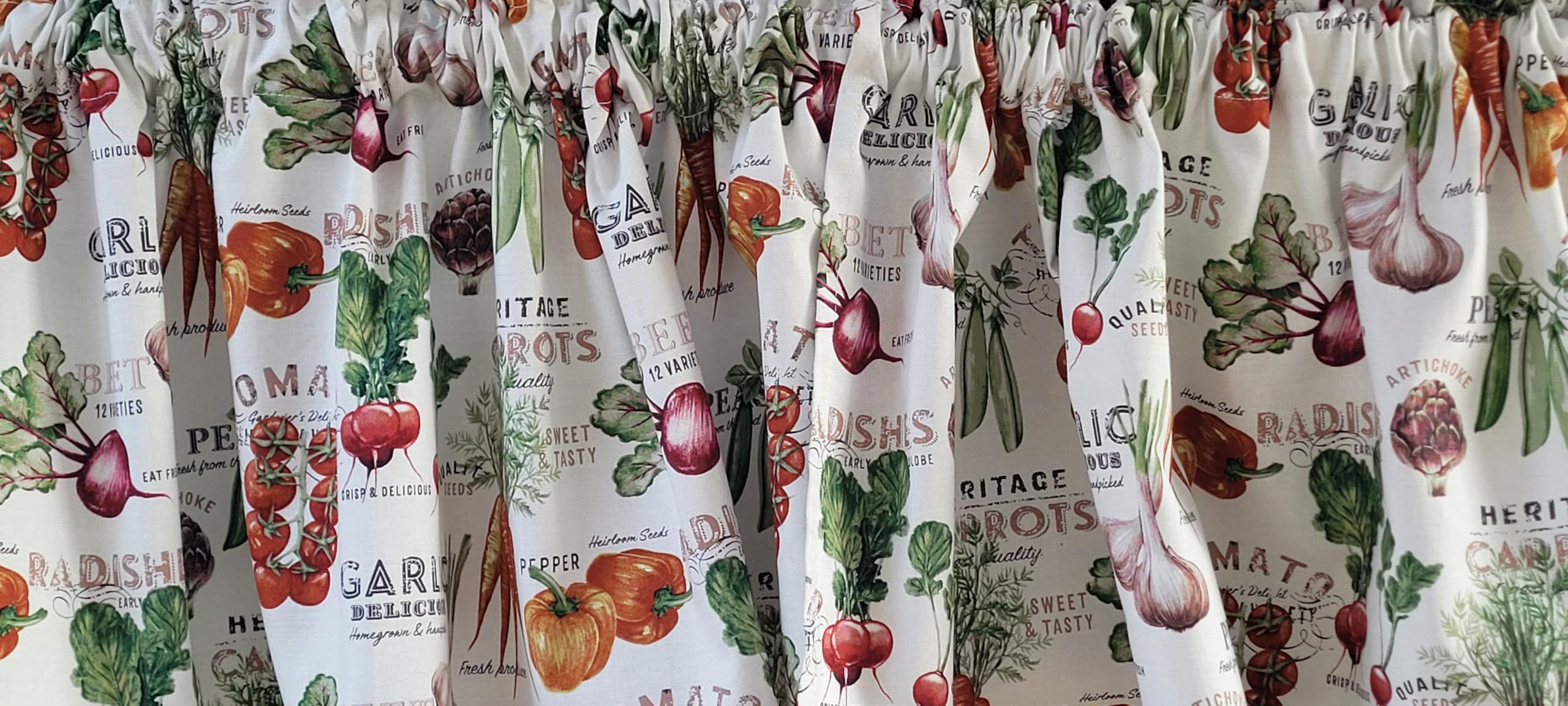 Vegetable Kitchen Curtain farm design on white background