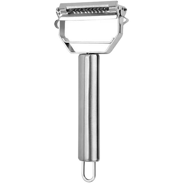 Vegetable peeler 7in dual blade stainless steel closeup