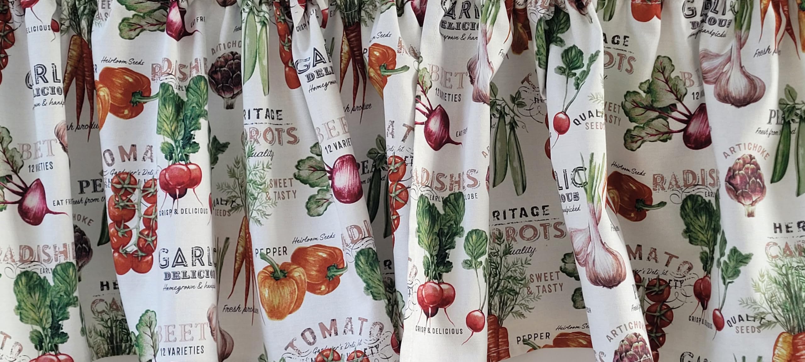 Duck cotton Vegetable Farm Fresh Kitchen Curtain close up