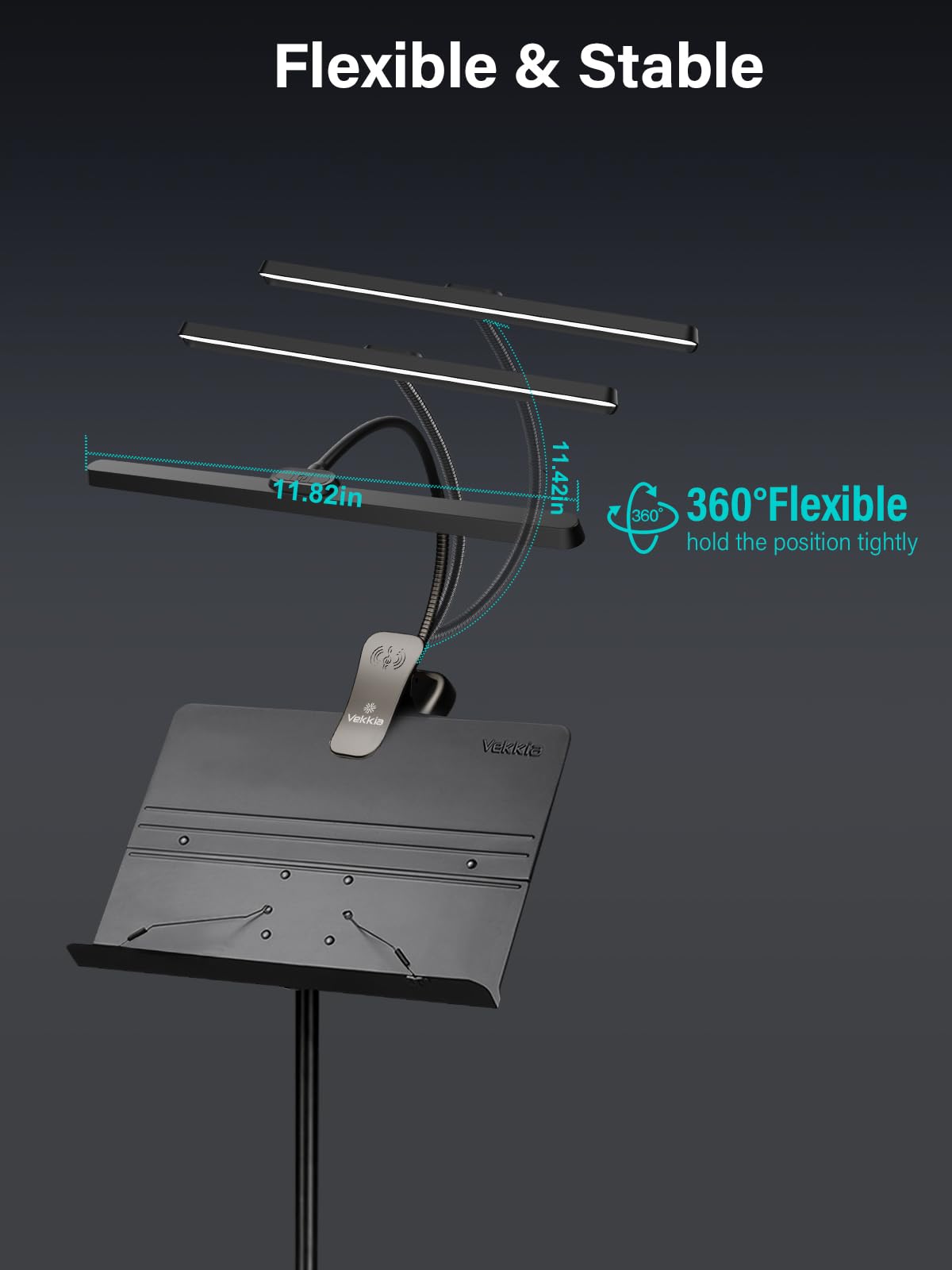 Anti-glare shield directs light onto music sheet