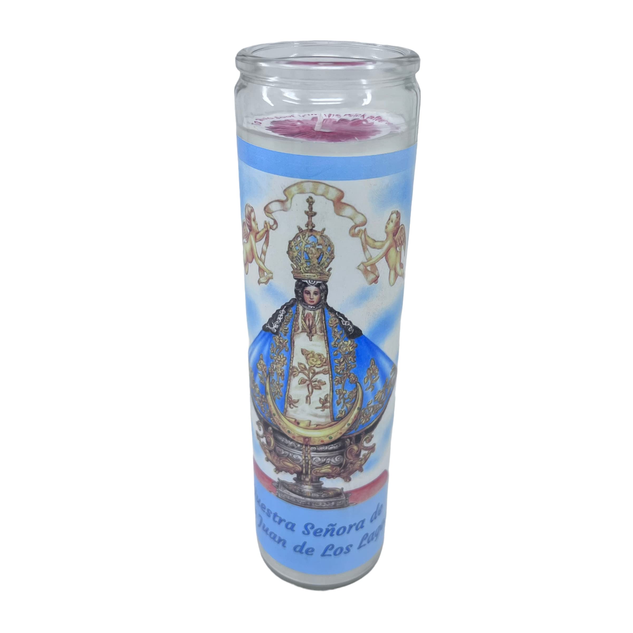 Virgen de San Juan de los Lagos veladora 14 oz en vaso de cristal